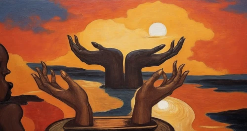 el salvador dali,oil on canvas,buddha's hand,praying hands,feitelson,torchbearer,dali,lichenstein,baptism of christ,lake of fire,oil painting,benton,golden candlestick,oil painting on canvas,zadkine,the eternal flame,samudra,lotus with hands,uvi,sun god,Illustration,Realistic Fantasy,Realistic Fantasy 21