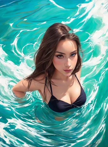 water nymph,underwater background,siren,margairaz,ocean,under the water,in water,swimmable,digital painting,donsky,meg,sirena,swimmer,oceana,mer,blue water,blue sea,sea water splash,underwater,water waves,Common,Common,Cartoon