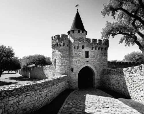 chateauneuf,carcassone,templar castle,carcassonne,minervois,hospitaller,castellet,oradour,castel,santenay,battlement,perigord,cahors,forteresse,medieval castle,gevrey,monbazillac castle,apremont,quercy,cathars,Illustration,Black and White,Black and White 33