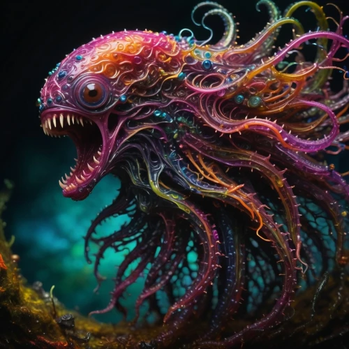 kraken,zygon,calambro,enhydra,octopus,hydra,cthulhu,medusa gorgon,sea animal,zoa,luarsab,octopus tentacles,lovecraftian,aamoth,water creature,cuthulu,sea devil,fun octopus,tyranid,deepsea,Illustration,Realistic Fantasy,Realistic Fantasy 47