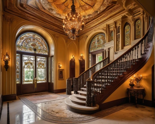 entrance hall,foyer,hallway,entryway,cochere,outside staircase,entranceway,casa fuster hotel,staircase,ornate room,luxury home interior,entryways,driehaus,driskill,winding staircase,villa balbianello,entranceways,mansion,hotel hall,luxury property,Art,Artistic Painting,Artistic Painting 38