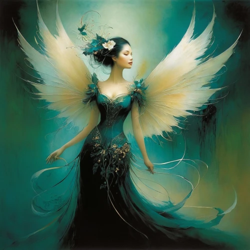 faery,baroque angel,faerie,seraphim,angel wings,archangel,angel wing,dark angel,fairy queen,fantasy art,the archangel,angel,winged heart,black angel,sirene,fallen angel,anjo,angel girl,angelman,fairy peacock,Illustration,Realistic Fantasy,Realistic Fantasy 16