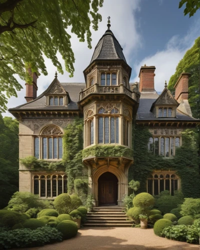 marylhurst,tyntesfield,tylney,easthampstead,rufford,henry g marquand house,elizabethan manor house,woldingham,agecroft,victorian house,lilleshall,gregynog,wriothesley,ingestre,woodburn,fairy tale castle,mountstuart,shusham,wroxall,wroxton,Illustration,Black and White,Black and White 15