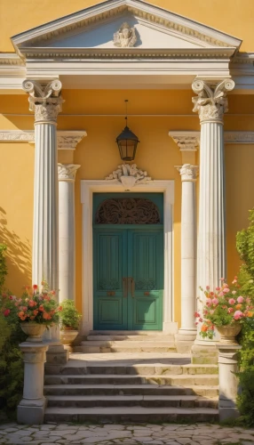 portico,palladio,palladian,villa cortine palace,loggia,pergola,porticos,doric columns,orangery,villa balbiano,villa balbianello,orangerie,house entrance,palazzina,glyptotek,house with caryatids,greek island door,garden door,portal,palazzos,Art,Classical Oil Painting,Classical Oil Painting 20