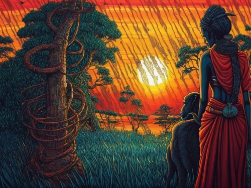 kerala,masakayan,dhamma,navami,bhagavatam,baisakhi,vishwamitra,dhammakaya,indian art,kaliyuga,ramayanam,draupadi,parashuram,sadhus,mahabharat,mandodari,sanatana,indigenous painting,aravan,madhyamam,Illustration,Realistic Fantasy,Realistic Fantasy 25