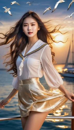 girl on the boat,solar,the sea maid,seafaring,sea sailing ship,image manipulation,sailing ship,little girl in wind,sailing boat,yachtswoman,sailing,photoshop manipulation,the wind from the sea,nautical star,beach background,landscape background,photo manipulation,sailboat,sail boat,sails,Photography,General,Natural