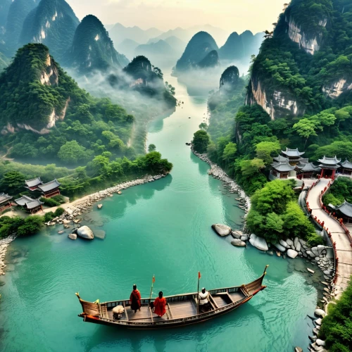 guilin,shaoming,haicang,yangtze,halong,halong bay,yangshao,yangshuo,xinglong,huashan,huanglong,yangling,viet nam,guizhou,wuyi,pearl river,vietnam,boat landscape,xianglong,guangping