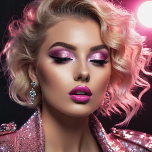 neon makeup,pink beauty,glam,pink glitter,glammed,loboda,hadise,vintage makeup,bright pink,airbrushed,rexha,retouching,glamorizing,jeffree,glamor,glamorized,pink background,derivable,perrie,makeup,Photography,General,Fantasy