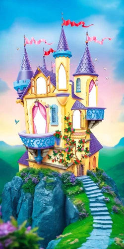 fairy tale castle,fairy village,fairy world,dreamhouse,3d fantasy,cartoon video game background,fantasy city,fantasy world,fairytale castle,imaginationland,munchkinland,fairyland,bonnycastle,fairy house,3d render,toontown,dreamsville,zoombinis,knight's castle,kirkhope