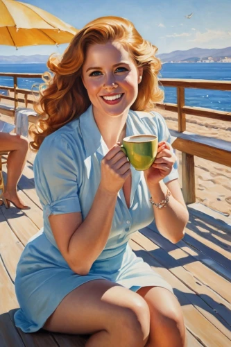 woman drinking coffee,girl with cereal bowl,woman with ice-cream,woman eating apple,ginger tea,teacups,margaritaville,retro pin up girls,tea drinking,woman at cafe,yachtswoman,retro women,retro woman,peppermint tea,lemon tea,girl on the boat,retro pin up girl,easycruise,cuppa,teetotalism,Illustration,Japanese style,Japanese Style 19