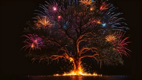 fireworks art,fireworks background,tree torch,pyrotechnic,firework,magic tree,burning tree trunk,colorful tree of life,pyromania,fireworks,burnt tree,oriflamme,pyrotechnics,firebrands,krakatoa,fire flower,beltane,seoul international fireworks festival,flourishing tree,fire artist,Photography,General,Natural