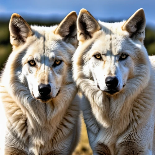 huskies,white wolves,malamutes,two wolves,wolf couple,wolfs,canids,wolens,wolfes,akitas,loups,wolves,samoyeds,siberians,canines,woofers,alsatians,lobos,canis lupus,chukchi,Photography,General,Realistic
