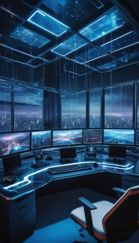 computer room,blur office background,cyberport,spaceship interior,ufo interior,the server room,modern office,cybercity,cyberscene,cybertown,cyberview,computerworld,cybercafes,computerized,sky space concept,megacorporation,computerland,computer workstation,futuristic landscape,supercomputer,Illustration,Realistic Fantasy,Realistic Fantasy 08