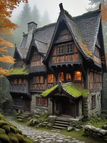 house in the forest,house in mountains,witch's house,half-timbered house,house in the mountains,wooden house,wooden houses,traditional house,witch house,forest house,ancient house,timber framed building,timbered,half-timbered houses,miniature house,crispy house,alpine village,escher village,house with lake,nargothrond,Photography,Fashion Photography,Fashion Photography 24