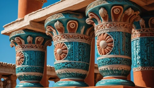 pillar capitals,columns,pillars,knossos,palace of knossos,minoans,prayer wheels,doric columns,columnas,terracottas,djerba,shekhawati,bikaner,colonnades,ghadames,sebha,faience,palatals,moroccan pattern,ornamentation,Art,Classical Oil Painting,Classical Oil Painting 05