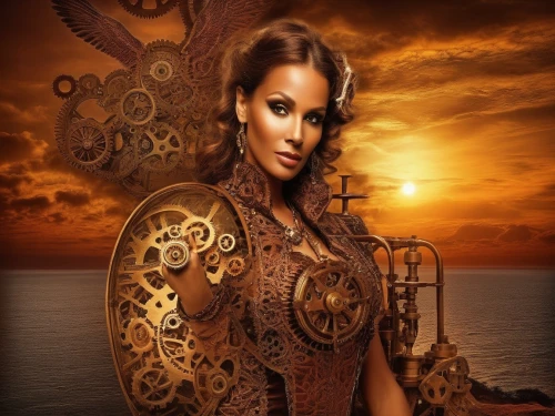 steampunk,kouroussa,steampunk gears,celtic queen,sharmell,tessmacher,latell,prophetess,fantasy art,sirenia,mythographer,thyatira,athena,viking ship,the zodiac sign pisces,lisaraye,horoscope libra,fantasy picture,simmone,inanna,Illustration,Realistic Fantasy,Realistic Fantasy 13