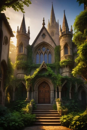 fairy tale castle,nargothrond,fairytale castle,gothic church,hogwarts,adelaar,haunted cathedral,castle of the corvin,rivendell,cathedral,marycrest,maplecroft,riftwar,hall of the fallen,arenanet,diagon,gondolin,neogothic,castlelike,alfheim,Illustration,Retro,Retro 02