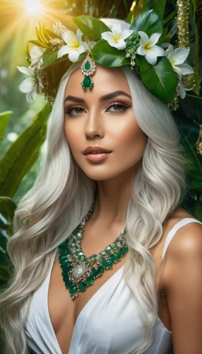 amazonica,derivable,celtic woman,celtic queen,polynesian girl,anahata,fantasy portrait,dryad,inanna,wadjet,amazonian,faerie,diwata,tuatha,mervat,faery,elven flower,dryads,asherah,laurel wreath,Photography,General,Realistic