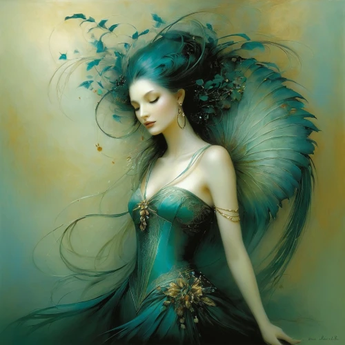 faerie,faery,fairy queen,fairy peacock,fairie,sirene,amphitrite,fantasy art,persephone,viveros,flower fairy,fantasy portrait,blue enchantress,fairy,sirena,dryad,naiad,seelie,undine,water nymph,Illustration,Realistic Fantasy,Realistic Fantasy 16