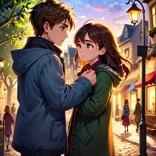 shinran,nodame,girl and boy outdoor,boy and girl,young couple,romantic scene,romantic portrait,detective conan,twilight,euphonium,tomoharu,vintage boy and girl,romantic meeting,handholding,little boy and girl,martre,autumn background,hands holding,in the evening,love lock,Anime,Anime,Cartoon