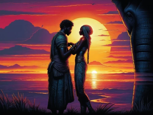 vintage couple silhouette,couple silhouette,romantic scene,loving couple sunrise,silhouette art,romantic portrait,dusk background,sunset,silhouette,art silhouette,man silhouette,dusk,romantic night,romantic meeting,digital painting,before the dawn,karakas,shepherd romance,visitation,serenata,Illustration,Realistic Fantasy,Realistic Fantasy 25