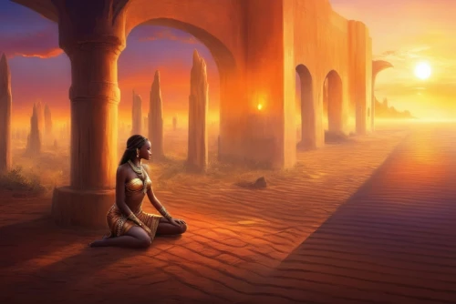 wadjet,agrabah,tatooine,kemet,world digital painting,fremen,arabic background,theed,ennead,sundered,desert landscape,asherah,sekhmet,morrowind,ancient city,geonosis,inanna,maghreb,desert background,harran,Illustration,Realistic Fantasy,Realistic Fantasy 01