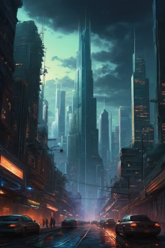 cybercity,cityscape,futuristic landscape,cybertown,metropolis,city at night,cyberpunk,dystopian,cyberport,dystopias,evening city,futuristic,polara,fantasy city,cyberia,city skyline,urbanworld,cityzen,coruscant,cities,Illustration,Realistic Fantasy,Realistic Fantasy 25