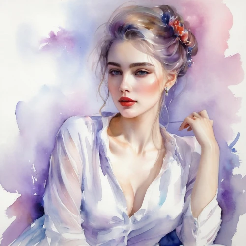 digital painting,watercolor pin up,fantasy portrait,watercolor blue,watercolor women accessory,romantic portrait,white lady,peony,girl portrait,margaery,white rose snow queen,watercolor,mystical portrait of a girl,blue rose,etty,digital art,victorian lady,boho art,watercolor roses,watercolor background,Illustration,Paper based,Paper Based 11
