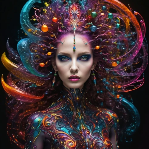 neon body painting,nebula,fairy peacock,kerrigan,medusa,the enchantress,bodypainting,sirena,fantasy art,fantasy portrait,nebula guardian,mermaid vectors,enchantress,bodypaint,bjork,nebula 3,aquarius,fantasy woman,body painting,kerrii,Illustration,Realistic Fantasy,Realistic Fantasy 46