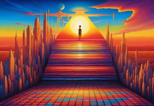 heavenly ladder,stairway to heaven,heaven gate,pathway,dubbeldam,the mystical path,ascential,ascent,stairs to heaven,ascending,ascend,the pillar of light,psychosynthesis,stairway,ascension,dmt,eckankar,portal,the path,sun,Illustration,Realistic Fantasy,Realistic Fantasy 39