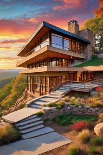 dunes house,snohetta,house in the mountains,house in mountains,modern architecture,landscape design sydney,modern house,cantilevered,landscape designers sydney,beautiful home,ucsc,cantilevers,dune ridge,taliesin,dreamhouse,cantilever,clifftop,fallingwater,cliffside,the cabin in the mountains,Illustration,Realistic Fantasy,Realistic Fantasy 39