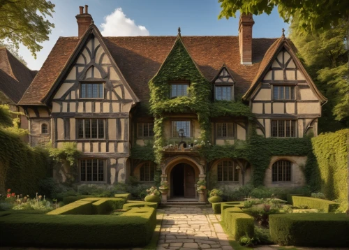 elizabethan manor house,dumanoir,cecilienhof,tylney,agecroft,tudor,nonsuch,half timbered,timbered,jacobean,batsford,hidcote,manoir,chilcote,hillcourt,broadacre,maplecroft,manor,timber framed building,standen,Art,Classical Oil Painting,Classical Oil Painting 26