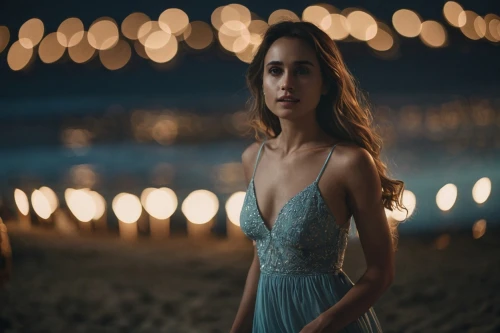 girl in a long dress,alycia,blue dress,fairy lights,a girl in a dress,background bokeh,bokeh,nightdress,vaani,bokeh lights,vaanii,bokeh effect,nightgown,girl in a long dress from the back,romantic look,photo session at night,derya,tamasha,bridesmaid,hatun,Photography,General,Cinematic