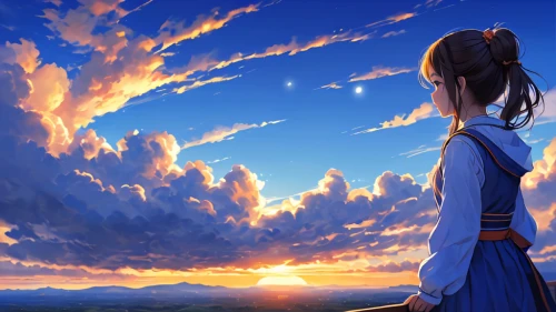 ciel,blue sky clouds,bluesky,shigure,blue sky,belldandy,skyscape,orihime,blue sky and clouds,katara,daybreak,tsukihime,the horizon,summer sky,landscape background,sky,longmei,fingolfin,dusk background,evening sky,Illustration,Japanese style,Japanese Style 09