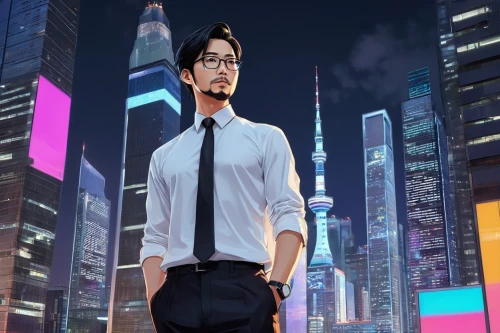 shinra,salaryman,kaneshiro,hirotaka,blur office background,soejima,dojima,neon human resources,cybertown,lumpur,mmd,kamurocho,cybercity,pauling,kimbundu,yukio,hideo,soichiro,shadman,wonderworker,Illustration,Japanese style,Japanese Style 04