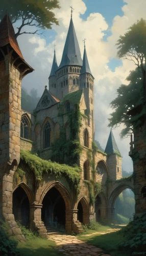 nargothrond,gondolin,beleriand,fantasy landscape,castle of the corvin,fairy tale castle,riftwar,seregil,rivendell,knight's castle,arenanet,medieval castle,knight village,castlelike,alfheim,castle,citadels,castle keep,fablehaven,castleguard,Conceptual Art,Oil color,Oil Color 04