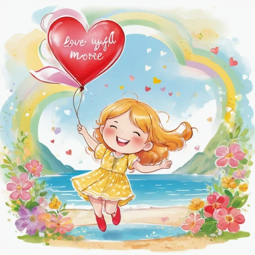 heart clipart,cheerful,little girl with balloons,colorful heart,spring greeting,happel,printemps,sea beach-marigold,paperport,heartful,cute cartoon image,melody,cheerfulness,merici,delight island,marigot,heart balloons,greeting card,marciel,valentine clip art,Illustration,Japanese style,Japanese Style 19