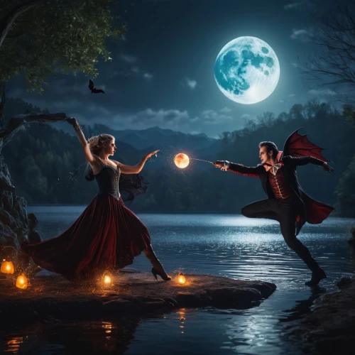 fantasy picture,the night of kupala,photo manipulation,celebration of witches,kupala,photomanipulation,photoshop manipulation,fantasy art,magick,romantic scene,magical moment,sorceresses,fairies aloft,fairy tale,witches,moonlighters,spellcasting,fairy lanterns,world digital painting,3d fantasy,Photography,General,Fantasy