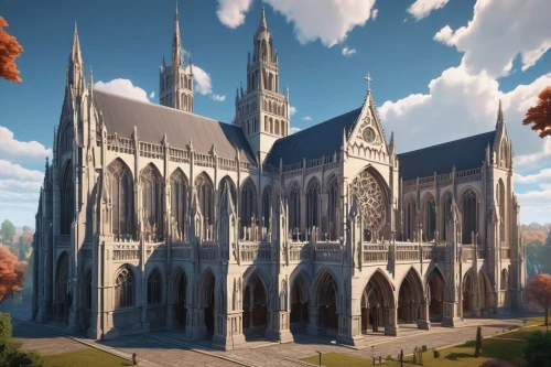 nidaros cathedral,gothic church,adelaar,cathedral,archabbey,neogothic,basilica,rattay,aachen cathedral,monasterium,notre dame,archbishopric,riftwar,ulm minster,thingol,ecclesiatical,mabinogi,the cathedral,medieval,basilius,Unique,3D,Isometric