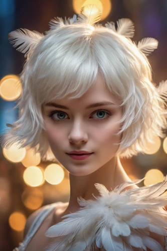 white fox,christmas angel,pixie,white cat,fantasy portrait,angel,fae,angel girl,miqati,world digital painting,furgal,white dove,christmas angels,white swan,faery,white rose snow queen,fairy tale character,snowbell,the snow queen,tinkerbell,Photography,General,Cinematic