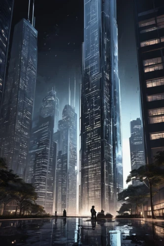 cybercity,futuristic landscape,cityscape,coruscant,city at night,black city,arcology,metropolis,guangzhou,cyberport,urbanworld,city scape,fantasy city,cityscapes,megacities,coldharbour,cybertown,harbour city,city cities,cityzen,Illustration,Black and White,Black and White 34