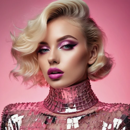 pink beauty,neon makeup,loboda,pink glitter,wallis day,bright pink,dark pink in colour,fringed pink,color pink,vintage makeup,pink magnolia,mesmero,deep pink,glam,pink glazed,pink,alexandersson,pink background,airbrushed,rankin,Photography,General,Fantasy