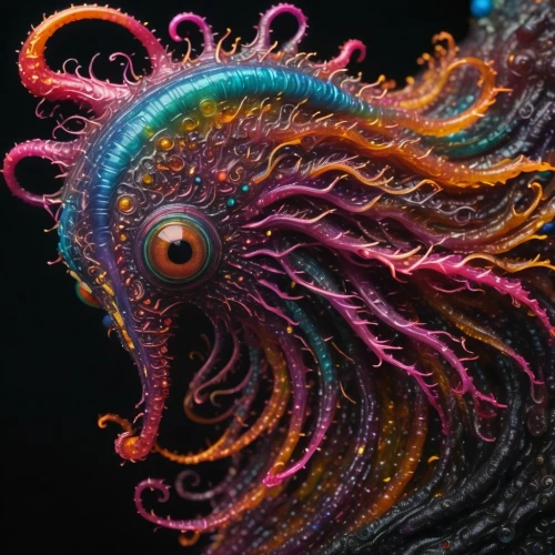 zoa,colorful spiral,rainbow waves,zoas,coral swirl,pink octopus,neon body painting,fractalius,octopus tentacles,octopus,peacock,fun octopus,medusahead,chameleon abstract,polyp,sea animal,medusa,cephalopod,water creature,octo,Illustration,Realistic Fantasy,Realistic Fantasy 47