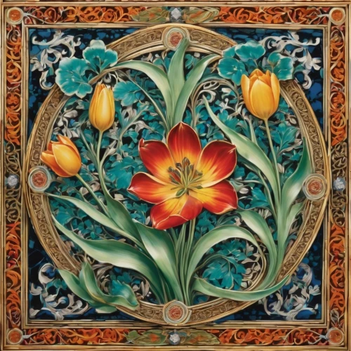 floral ornament,spanish tile,maiolica,cloisonne,floral rangoli,majolica,azulejos,russian folk style,ceramic tile,safavid,pysanka,norouz,tile,uzbek,chromolithography,decorative plate,bahakel,rangoli,floral composition,art nouveau frame,Illustration,Realistic Fantasy,Realistic Fantasy 43