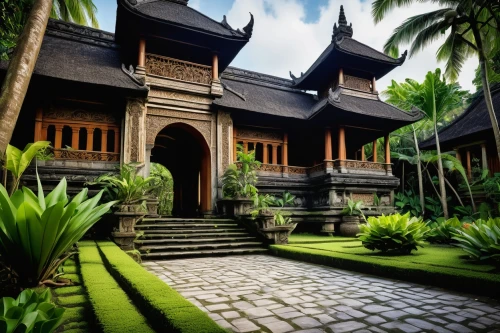 javanese traditional house,asian architecture,ubud,rumah gadang,thai temple,prasat,traditional house,white temple,baan,ancient house,kampuchea,angsana,grand master's palace,buddhist temple,holiday villa,rumah,balinese,bali,minangkabau,amanresorts,Conceptual Art,Oil color,Oil Color 17