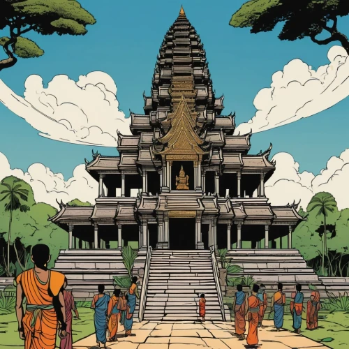 mahavihara,mamallapuram,mahabalipuram,angkor,bodhgaya,amarapura,mahaparinirvana,asgiriya,vihara,gopura,vimana,bhikkhu,manjushri,phimai,hinayana,kanakapura,angkor thom,prasathinphimai,dhamma,bhikkhus,Illustration,Vector,Vector 03