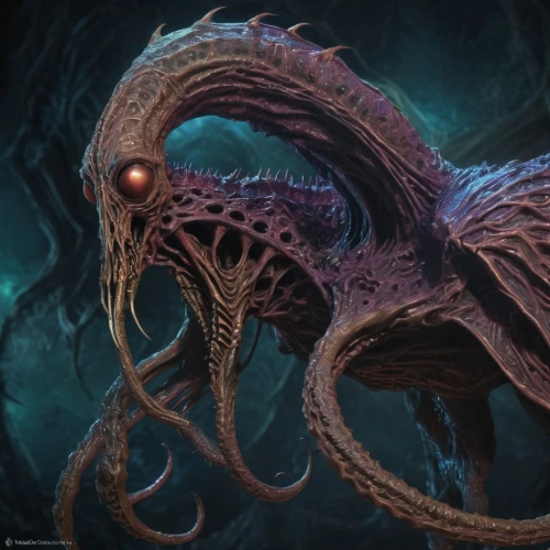 azathoth,gravemind,gradimir,illithid,kraken,lovecraftian,helminth,tentacular,nyarlathotep,aamoth,dagon,octopus,lictor,acindar,cephalopod,yuggoth,tentacled,deep sea nautilus,octopus tentacles,cthulhu,Illustration,Realistic Fantasy,Realistic Fantasy 47