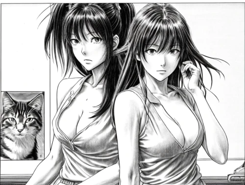 katsura,futari,mios,manhwa,manara,two girls,obata,kurohime,toumi,beautiful girls with katana,tomie,kuchel,miura,saiyuki,two cats,sakimoto,kimrin,catfights,rumiko,manhua