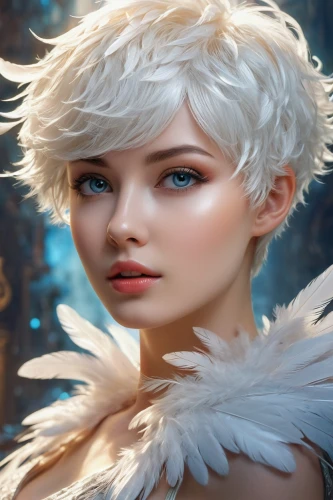 white rose snow queen,white feather,white eagle,white dove,egretta,fantasy portrait,white bird,dove,cirta,the snow queen,white swan,pixie,fantasy art,harpy,whitewings,angelman,faery,ice queen,white fox,ciri,Photography,Artistic Photography,Artistic Photography 15