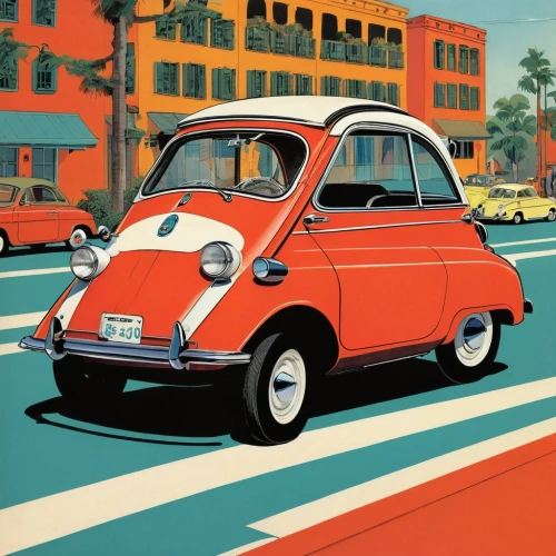 daisetta,isetta,microcar,microcars,fiat 600,cinquecento,fiat 500,autobianchi,fiat 500 giardiniera,illustration of a car,piaggio,cartoon car,smartcar,minicar,small car,vespa,citroen 2cv,e-car in a vintage look,little car,figaro,Illustration,Vector,Vector 03